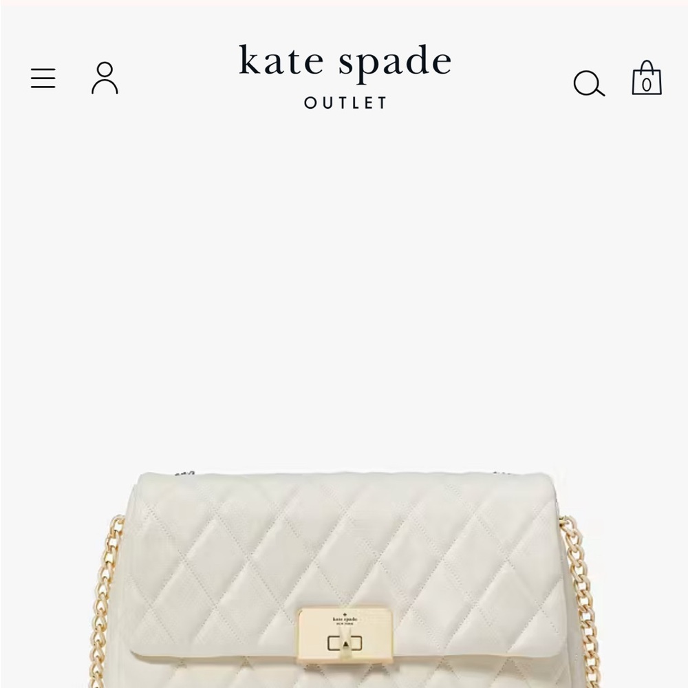 Kate Spade White Quilted Shoulder Bag with Gold Accents